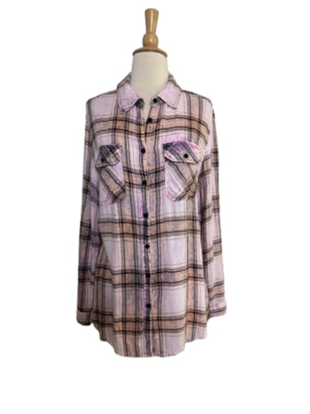 The Nu Vintage Pink and Black Plaid Button-Up Shirt